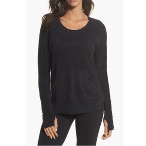 Barefoot Dreams CozyChic Lite Raglan Pullover Sweater M Style 914 Gray Pocket